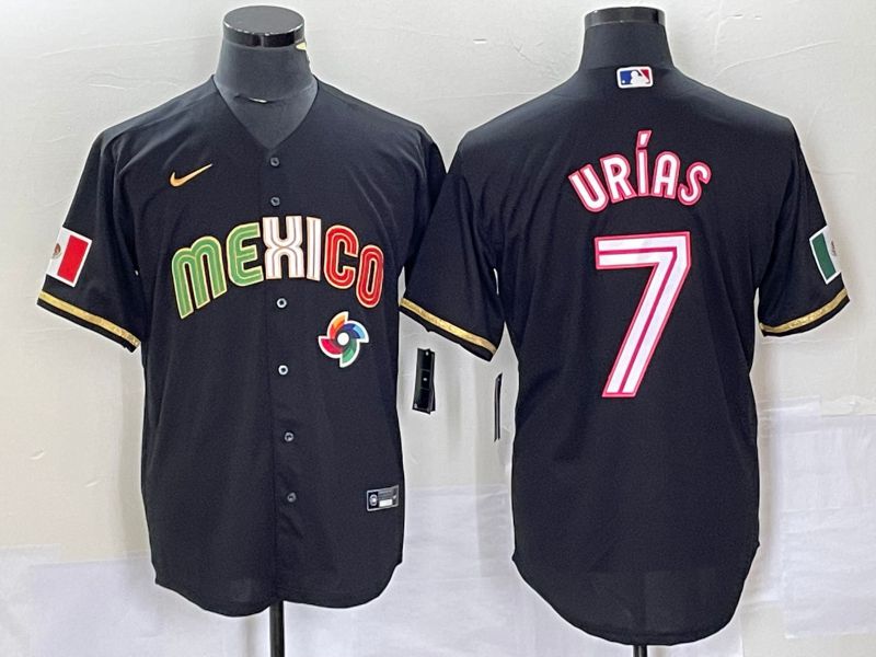 Men 2023 World Cub Mexico #7 Urias Black pink Nike MLB Jersey29